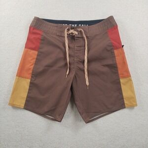Howler Bros Board Shorts Men's 30 Brown Colorblock HB Chargers Swim Surf No Logo